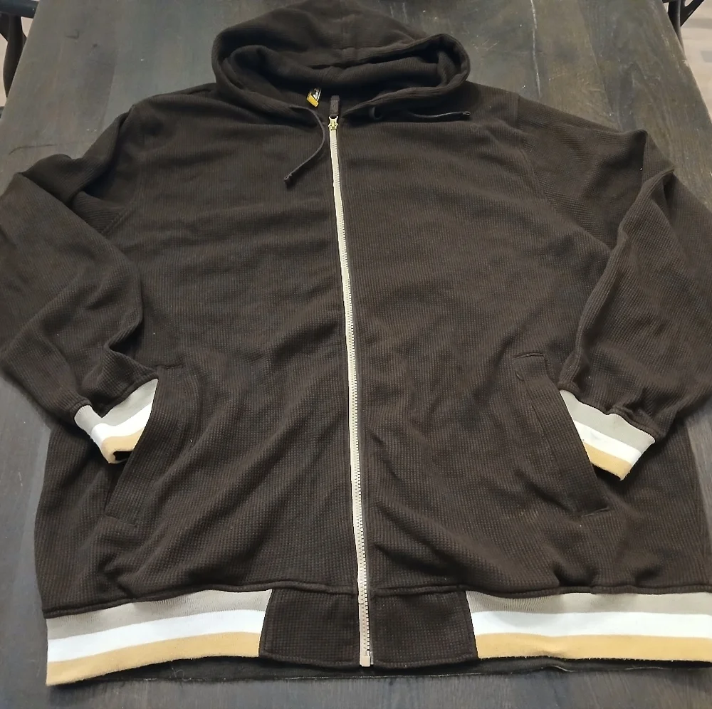 Brown Heavy Duty Waffle Hoodie Size:2XL Y2K VINTAGE MENS